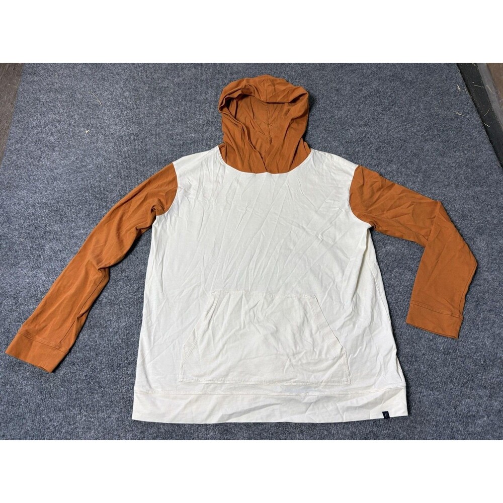 Pendleton Shirt Mens M White Orange Long Sleeve Hooded Cotton Pocket Tagless